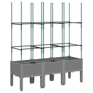 vidaXL Jardini&egrave;re avec treillis Gris clair 120x40x142,5 cm PP