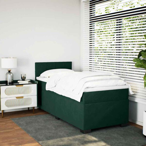 vidaXL Sommier &agrave; lattes de lit avec matelas Vert fonc&eacute; 100x200 cm