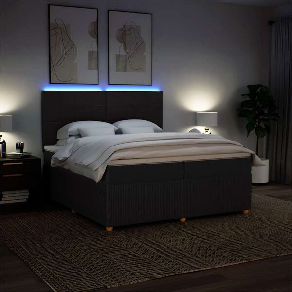 vidaXL Sommier &agrave; lattes de lit avec matelas Noir 200x200 cm Tissu