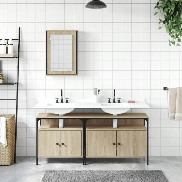 vidaXL Ensemble de meubles de salle de bain 3 pcs ch&ecirc;ne sonoma