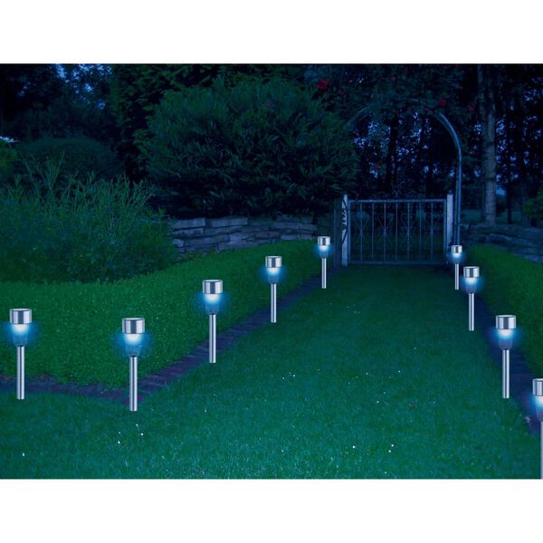 HI Lampes de jardin &agrave; LED solaires 8 pcs Acier inoxydable