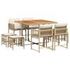 vidaXL Ensemble &agrave; manger de jardin et coussins 9 pcs beige Poly rotin