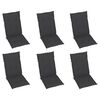 vidaXL Chaises inclinables de jardin et coussins lot de 6 Teck solide