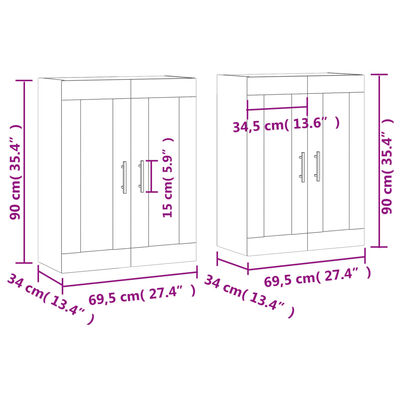 vidaXL Armoires murales 2 pcs blanc bois d'ingénierie