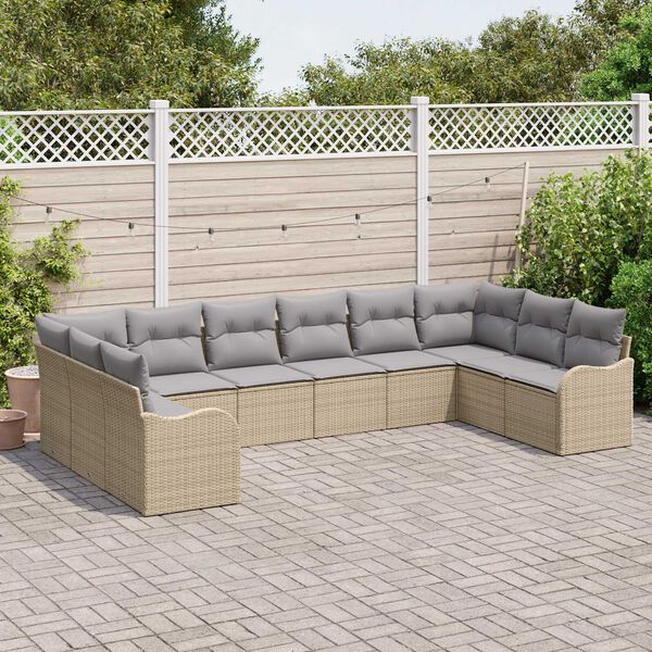 vidaXL Ensemble de canapé de jardin 10 pcs beige et gris clair