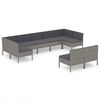 vidaXL Salon de jardin 9 pcs avec coussins R&eacute;sine tress&eacute;e Gris