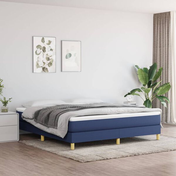 vidaXL Sommier à lattes de lit avec matelas Bleu 160x200 cm Tissu