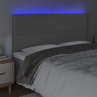 vidaXL Tête de lit à LED Gris 200x5x118/128 cm Similicuir
