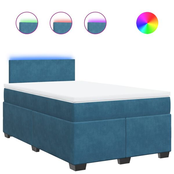 vidaXL Sommier &agrave; lattes de lit et matelas bleu 120x190 cm velours