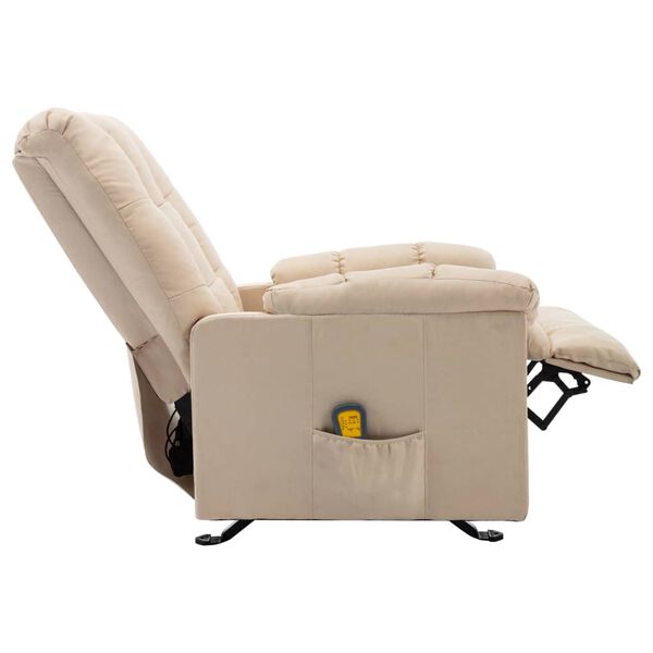 vidaXL Fauteuil de massage inclinable Cr&egrave;me Tissu