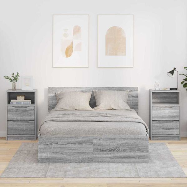 vidaXL Tables de chevet avec tiroir 2 pcs Gris Sonoma 40 x 30 x 467 cm