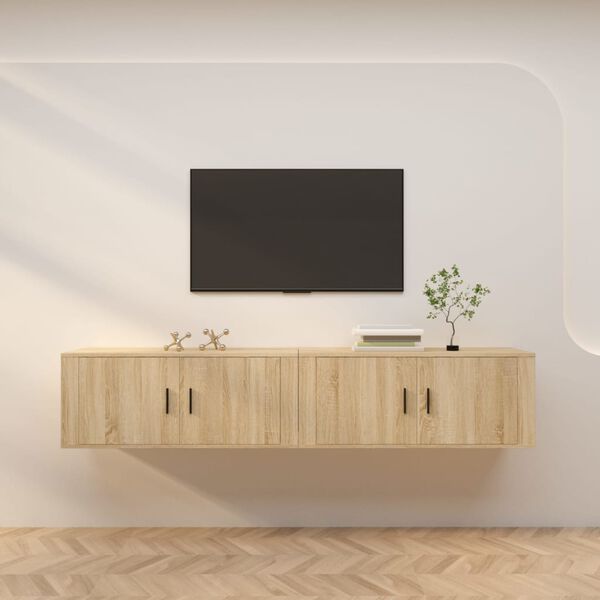 vidaXL Meubles TV muraux 2 pcs ch&ecirc;ne sonoma 100x34,5x40 cm
