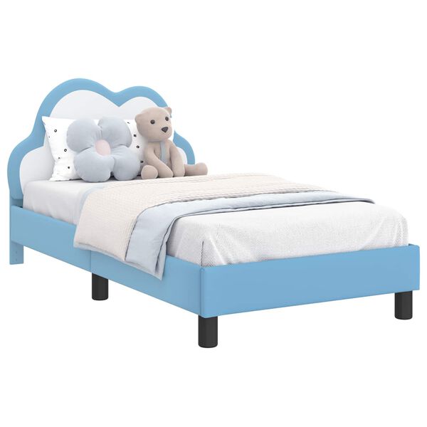 vidaXL Cadre de lit avec t&ecirc;te de lit Bleu 80 x 160 cm PU