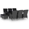 vidaXL Ensemble &agrave; manger d'ext&eacute;rieur 9 pcs et coussins r&eacute;sine tress&eacute;e