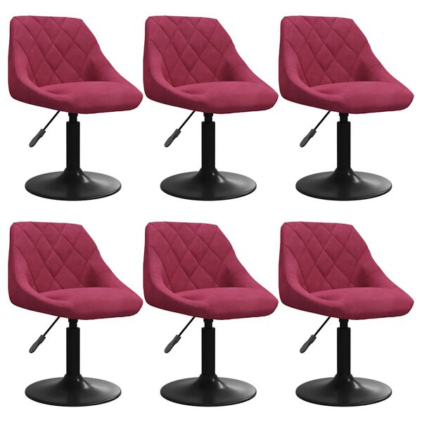 vidaXL Chaises &agrave; manger pivotantes lot de 6 rouge bordeaux velours
