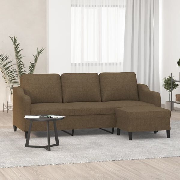vidaXL Canap&eacute; &agrave; 3 places avec repose-pieds Marron 180 cm Tissu