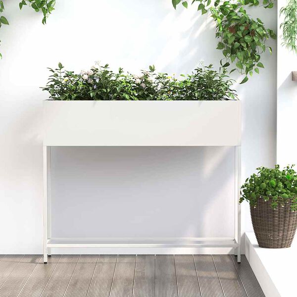 vidaXL Bac de jardin sur&eacute;lev&eacute; Blanc 100 x 26 x 82 cm Acier