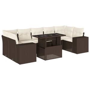 vidaXL Salon de jardin 8 pcs avec coussins marron r&eacute;sine tress&eacute;e