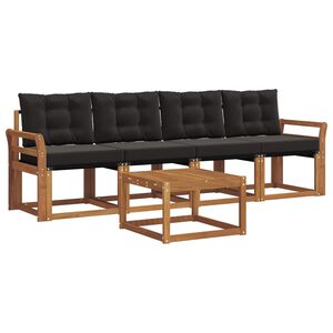 vidaXL Ensemble de canap&eacute;s d'ext&eacute;rieur 5 pc Naturel et Noir