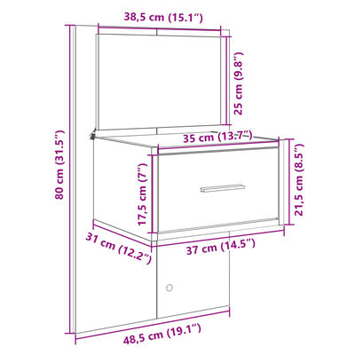 vidaXL Tête de lit avec armoires chêne fumé 160 cm bois d'ingénierie