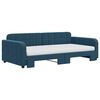 vidaXL Lit de jour avec lit gigogne et matelas bleu 100x200 cm velours