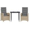 vidaXL Ensemble &agrave; manger de jardin et coussins 3 pcs m&eacute;lange beige