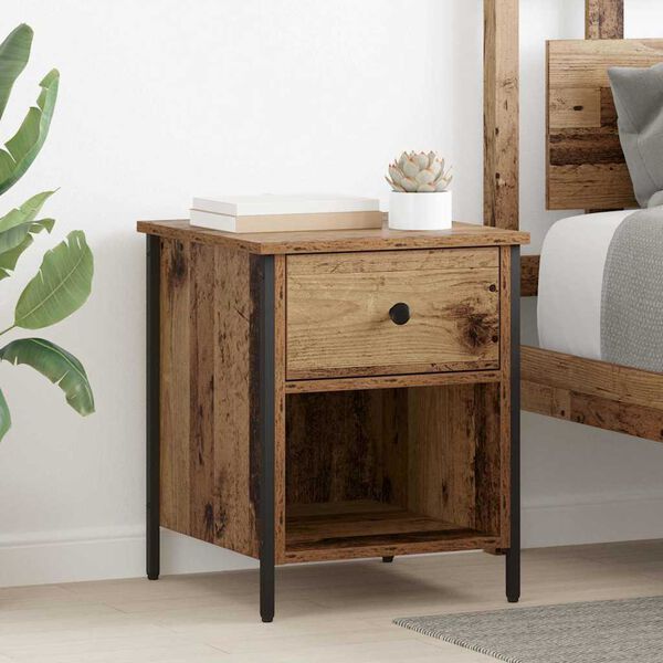 vidaXL Cabinet de chevet avec tiroir 2 pcs Bois ancien 40 x 42 x 50 cm