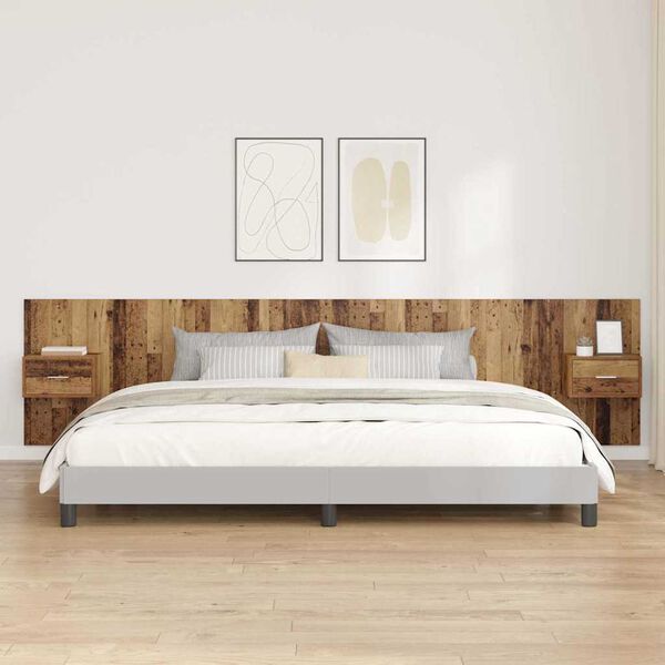 vidaXL T&ecirc;te de lit avec armoire 3 pcs Bois Ancien Bois d'ing&eacute;nierie