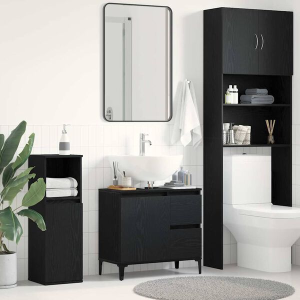 vidaXL Cabinet de salle de bain avec tiroir Chêne noir 65 x 33 x 60 cm
