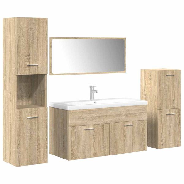 vidaXL Ensemble de meubles de salle de bain 5 pcs ch&ecirc;ne sonoma