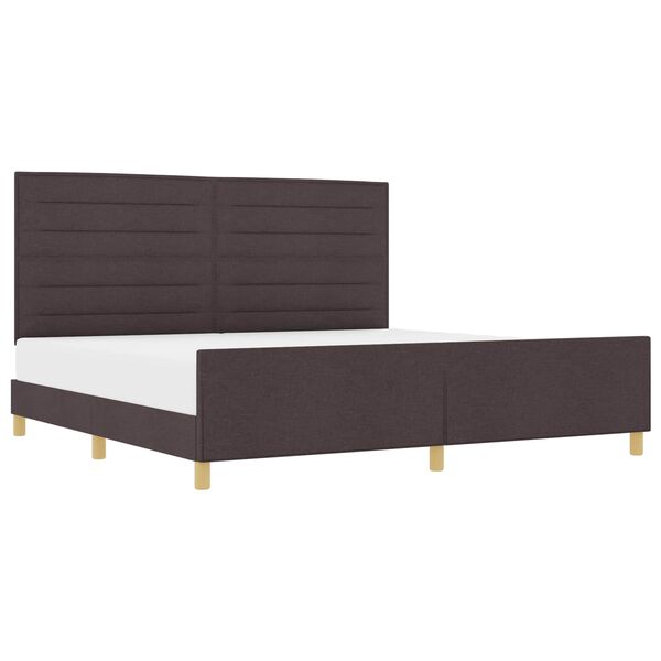 vidaXL Cadre de lit avec t&ecirc;te de lit Marron fonc&eacute; 200 x 200 cm tissu