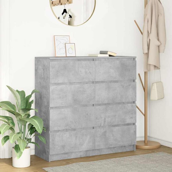 vidaXL Buffet gris b&eacute;ton 100x35x99 cm bois d'ing&eacute;nierie