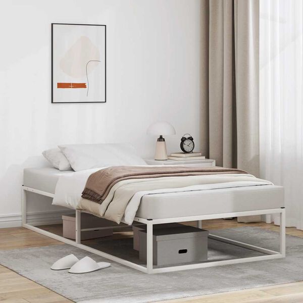vidaXL Cadre de lit sans matelas blanc 90x200 cm m&eacute;tal