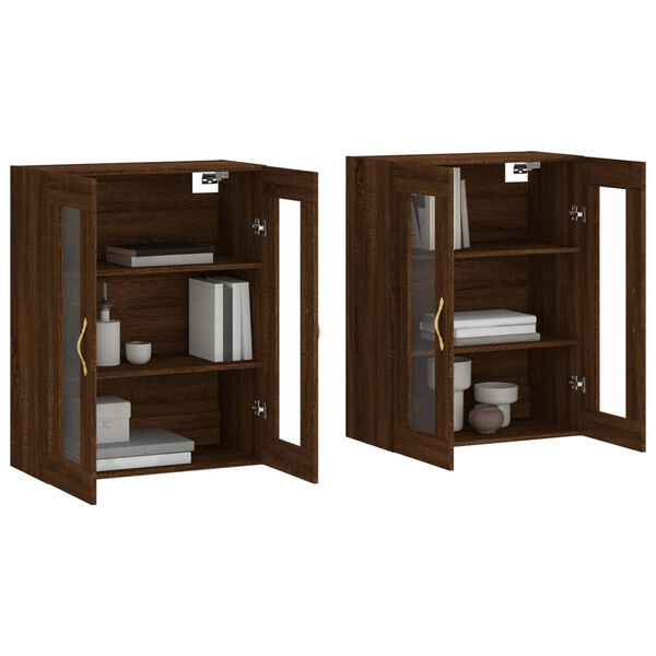 vidaXL Armoires murales 2 pcs ch&ecirc;ne marron bois d'ing&eacute;nierie