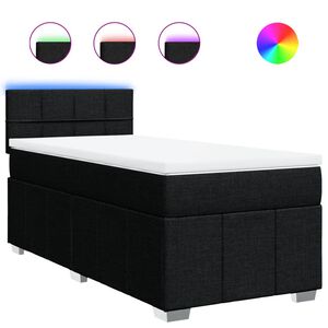 vidaXL Sommier &agrave; lattes de lit avec matelas Noir 90x200 cm Tissu