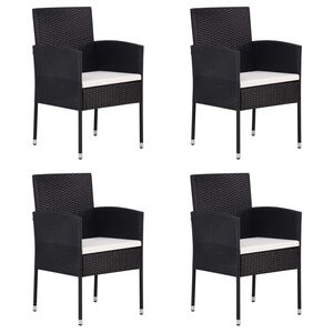 vidaXL Chaises de jardin coussins blanc cr&egrave;me 4pcs noir r&eacute;sine tress&eacute;e
