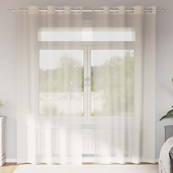 vidaXL Rideaux en voile avec &oelig;illets 2 pcs cr&egrave;me 140x225 cm