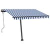 vidaXL Auvent manuel r&eacute;tractable avec LED 300x250 cm Bleu et blanc