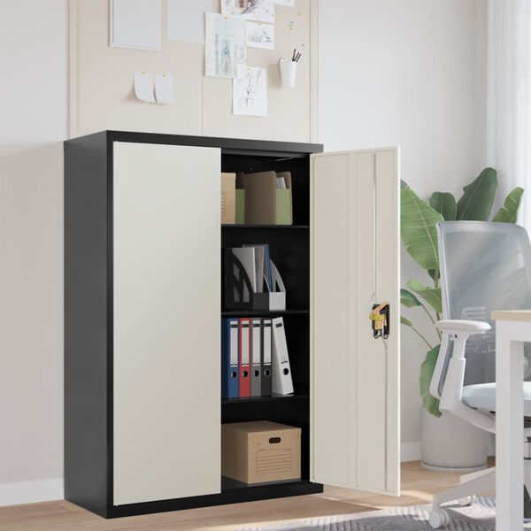 vidaXL Classeur anthracite et blanc 90x40x140 cm acier