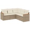 vidaXL Salon de jardin avec coussins 5 pcs beige r&eacute;sine tress&eacute;e
