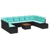vidaXL Ensemble de canap&eacute; de jardin 11 pc Noir et turquoise