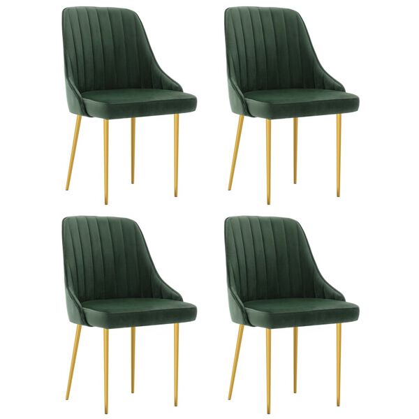 vidaXL Chaises &agrave; manger lot de 4 vert fonc&eacute; velours