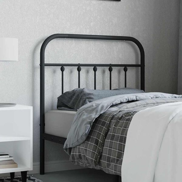 vidaXL T&ecirc;te de lit m&eacute;tal noir 80 cm