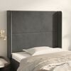 vidaXL T&ecirc;te de lit avec oreilles Gris fonc&eacute; 83x16x118/128 cm Velours