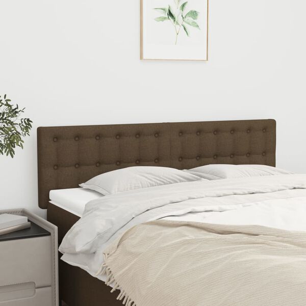 vidaXL T&ecirc;tes de lit Marron fonc&eacute; 144 x 5 x 78/88 cm Tissu