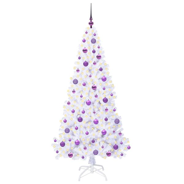 vidaXL Sapin de Noël artificiel avec 300 LED Blanc 180 cm PVC et Acier