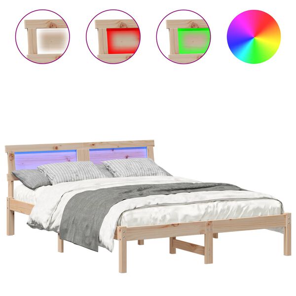 vidaXL Cadre de lit avec t&ecirc;te de lit Marron 120 x 200 cm Pin massif