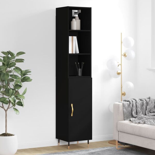 vidaXL Buffet haut Noir 34,5x34x180 cm Bois d'ing&eacute;nierie