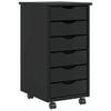 vidaXL Armoire roulante avec tiroirs MOSS noir bois de pin solide