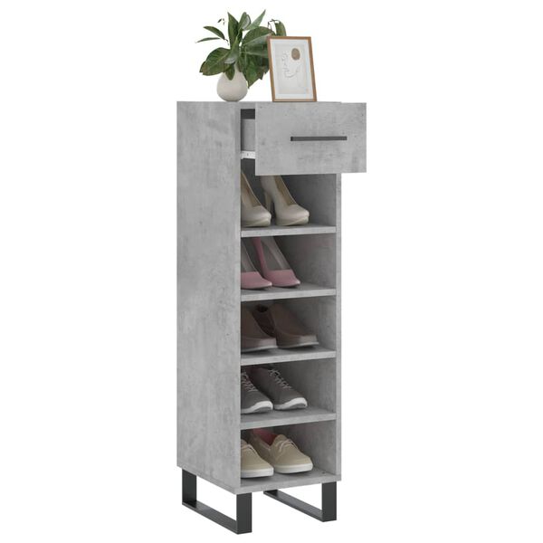 vidaXL Armoire &agrave; chaussures gris b&eacute;ton 30x35x105 cm bois d'ing&eacute;nierie